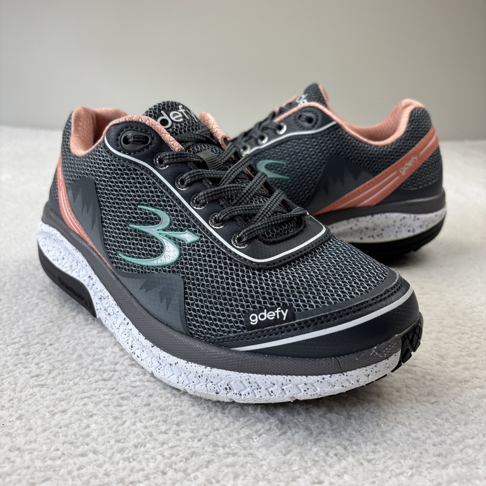 G-DEFY Womens 'Mighty Walk' Shoes Size 9 Gray/Pink Sneakers Comfort Athletic